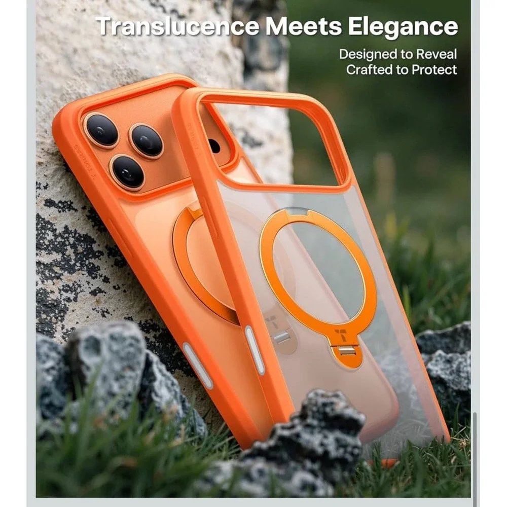 TORRAS Q3 Spin for‎ iPhone 17 Pro Case, Patented 360 Magnetic Stand-Orange